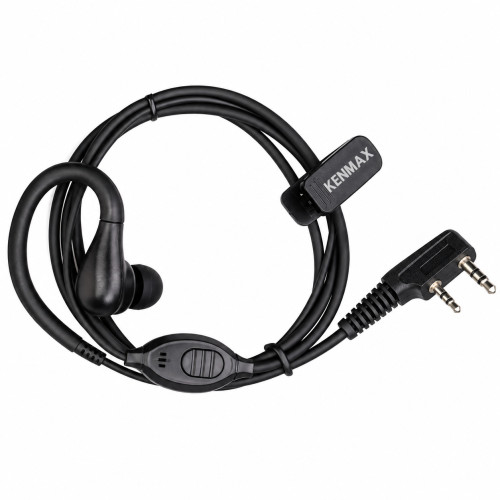 KENMAX 2-Pin In-Ear Earpiece with Mic & PTT for Two-Way Radios (Black)