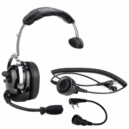 KENMAX Unilateral Over-Ear Noise-Reducing Headset with Boom Mic, PTT & Volume Control (2-Pin, Black) KENMAX Unilateral Over-Ear Noise-Reducing Headset with Boom Mic, PTT & Volume Control (2-Pin, Black)